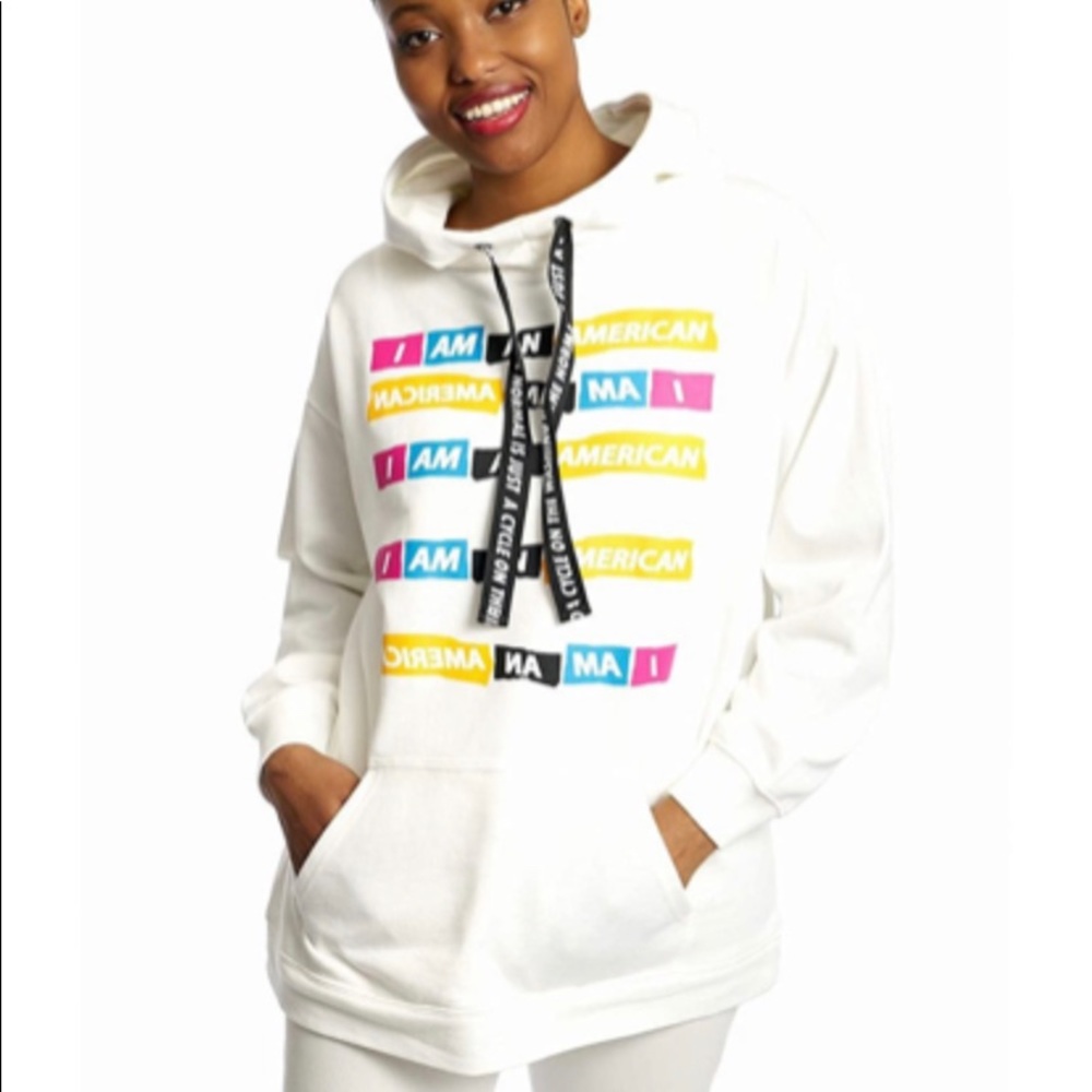 DUBGEE by Whoopi I Am American Cream Hoodie Size M